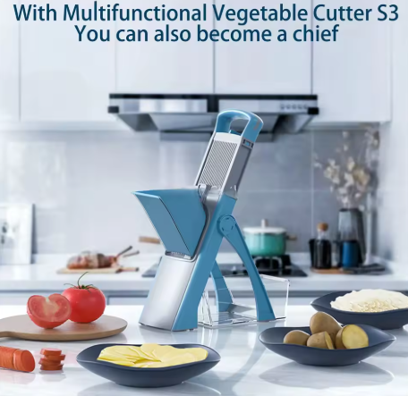 🔥Safe Adjustable Mandoline Slicer – Potato & Vegetable Cutter with Guard
