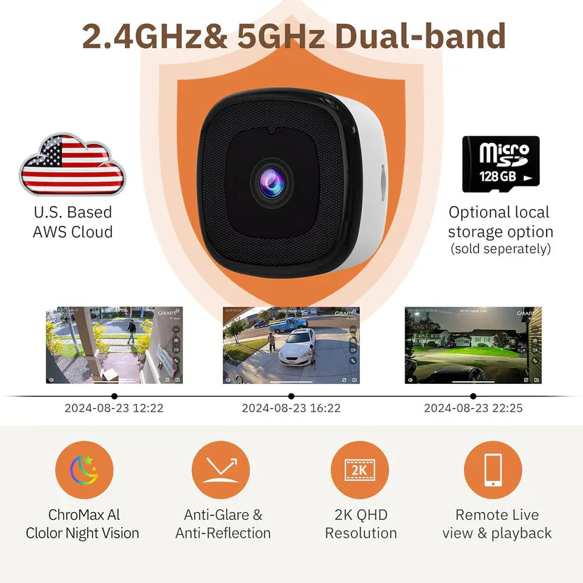 3MP 2K Window Camera,2.4GHz & 5GHz WiFi Indoor Cameras