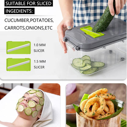22-in-1 Multifunctional Vegetable Chopper - Mandoline Slicer with Container
