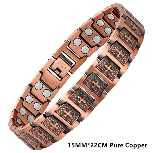 🔥Men’s Four Leaf Magnetic Copper Bracelet — Strength in Every Link (Men)