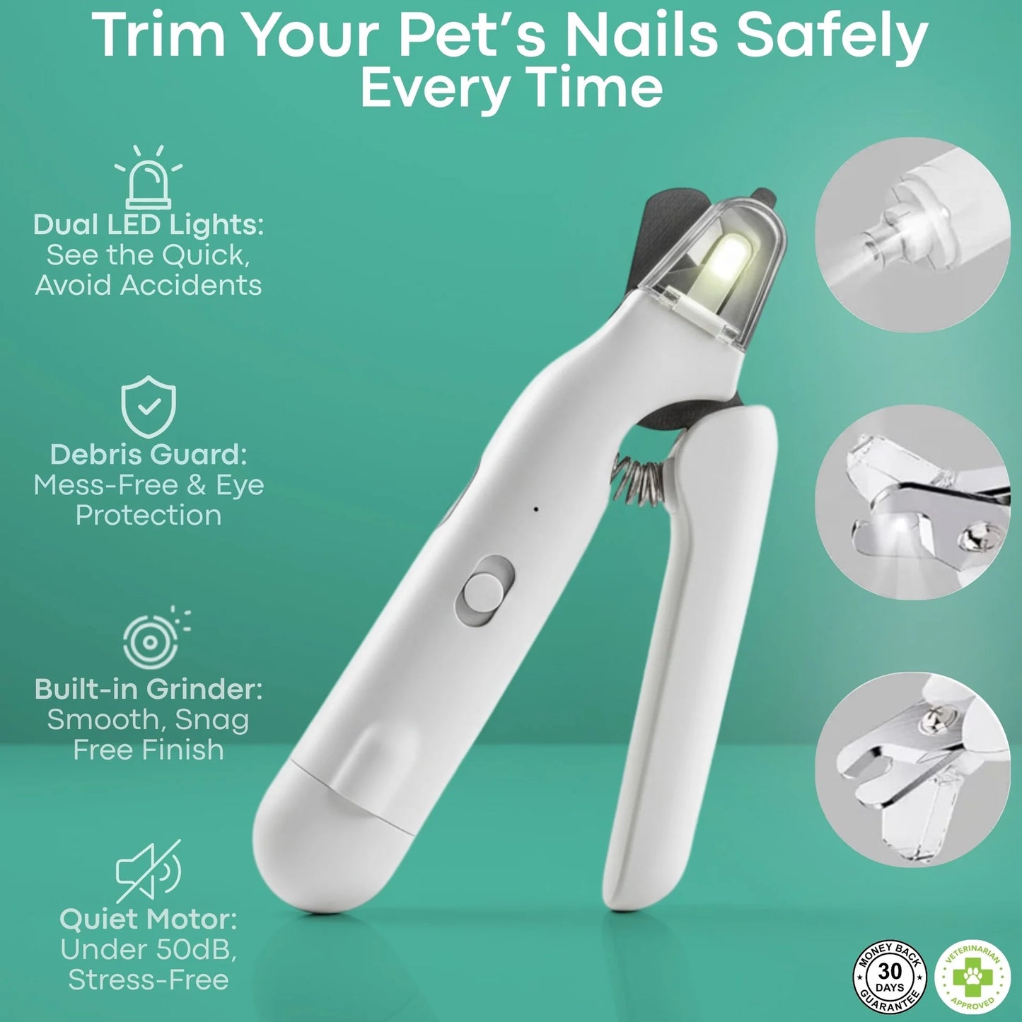 Never Cut the Quick Again. The LED Pet Nail Grinder.