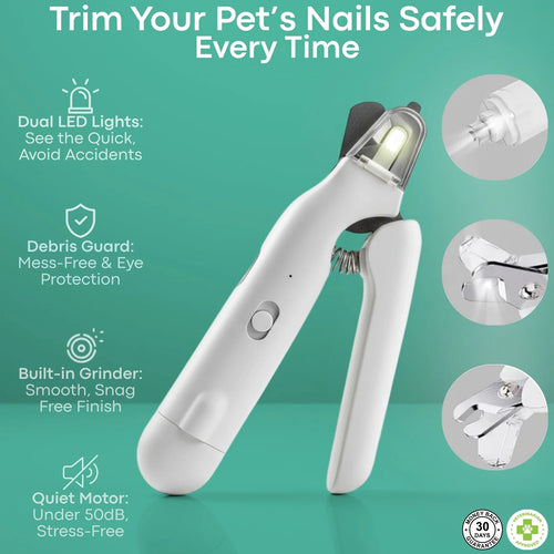 Never Cut the Quick Again. The LED Pet Nail Grinder.